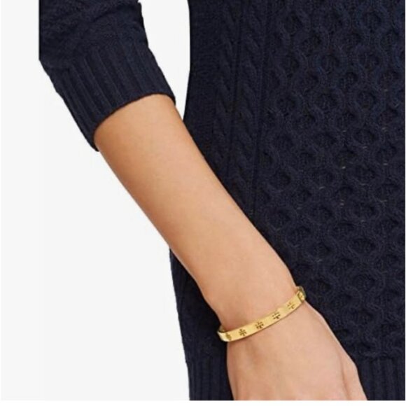 TORY BURCH Gold Pierced Logo Cuff Bracelet - Picture 3 of 5
